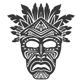 AI generated Silhouette Hawaiian Mask black color only png