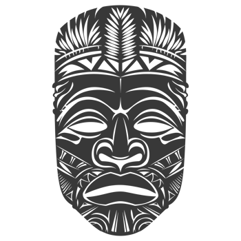 AI generated Silhouette Hawaiian Mask black color only png