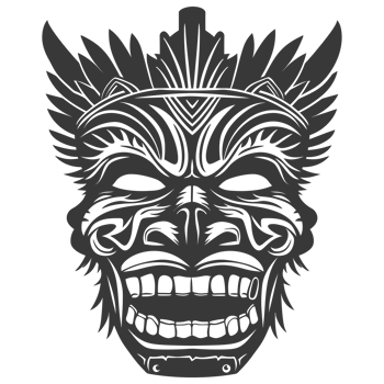 AI generated Silhouette Hawaiian Mask black color only png
