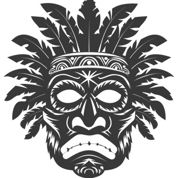 AI generated Silhouette Hawaiian Mask black color only png