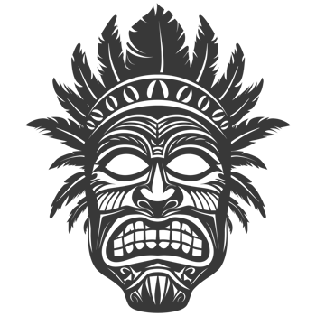 AI generated Silhouette Hawaiian Mask black color only png