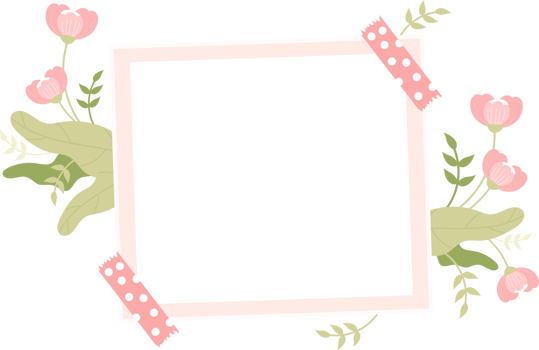 Photo frame with soft pink flowers png