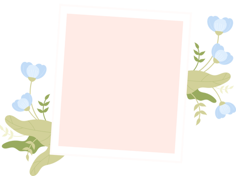 Snapshot frame with soft blue flowers png