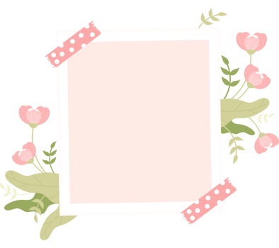 Photo frame with soft pink flowers png