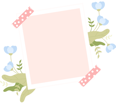 Snapshot frame with soft blue flowers png