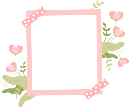 Photo frame with soft pink flowers png