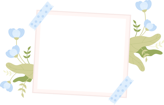 Snapshot frame with soft blue flowers png