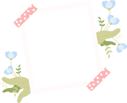 Snapshot frame with soft blue flowers png