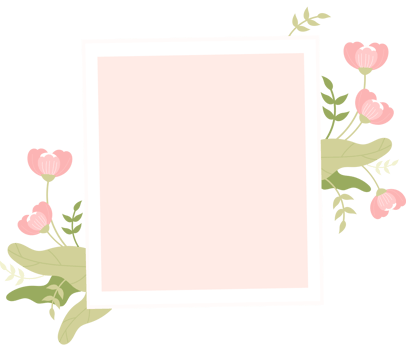 Photo frame with soft pink flowers png