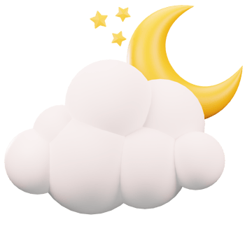3D Crescent moon with cloud and star png