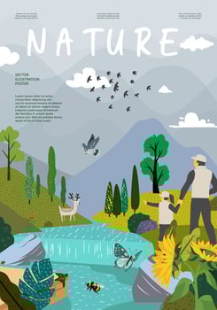 Nature and landscape, contemporary artistic poster. vector