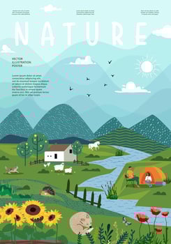 Nature and landscape, contemporary artistic poster. vector