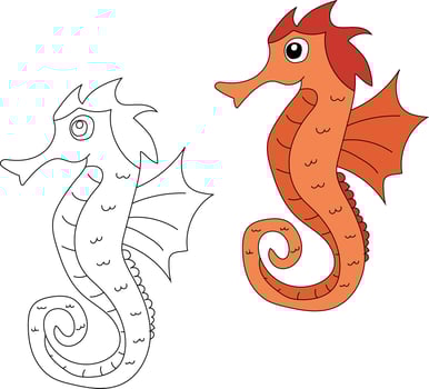 Seahorse Clipart Set. Outline and Colorful Seahorses vector