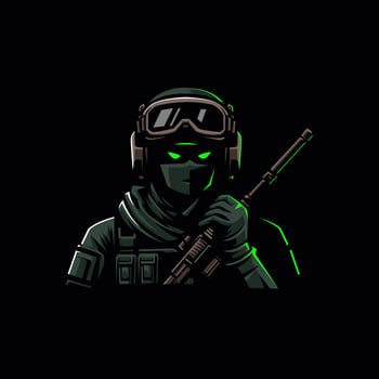 Army holding gun mascot logo design illustration vector