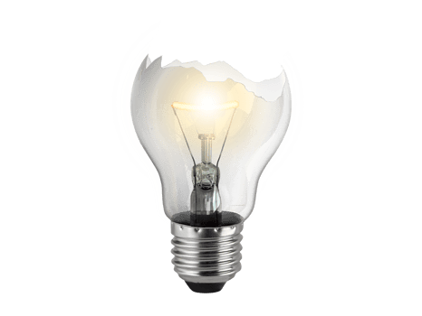 Broken light bulb, transparent background png