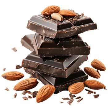Chocolate with almonds isolated on transparent background With clipping path.3d render png