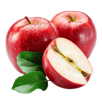 AI generated Cut apple with leaves isolated on transparent background With clipping path.3d render png