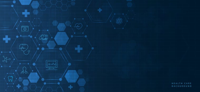 Health care and abstract geometric medical background with icons concept and idea for healthcare technology, innovation medicine, healthcare, science. vector design.