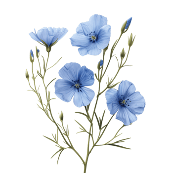 Flax flowers isolated on transparent background With clipping path. cut out. 3d render png