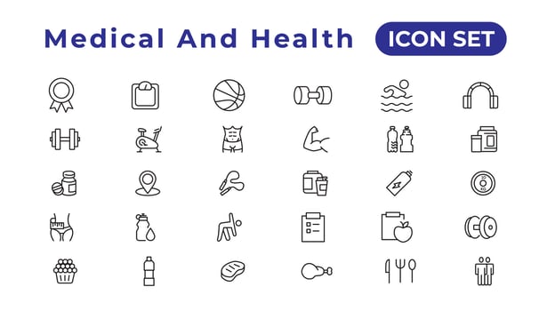 Medecine and Health flat icons. Collection health care medical sign icons vector