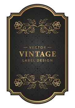 Luxury Vintage Label Wine, wedding invitation, Black and Gold Vintage Vector Template