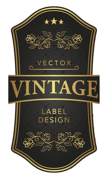 Luxury Vintage Label Wine, wedding invitation, Black and Gold Vintage Vector Template