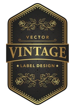 Luxury Vintage Label Wine, wedding invitation, Black and Gold Vintage Vector Template