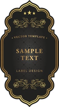 Luxury Vintage Label Wine, wedding invitation, Black and Gold Vintage Vector Template