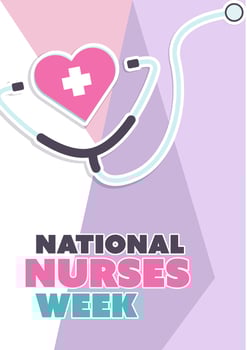 National nurses week flat design. Poster template for annual greetings in the United states. vector