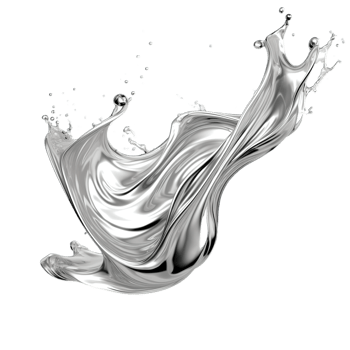 AI generated Modern abstract art with metallic silver ink, vibrant swirls, and elegant drops against a transparent backdrop, showcasing the beauty of fluid motion and glossy finish. png