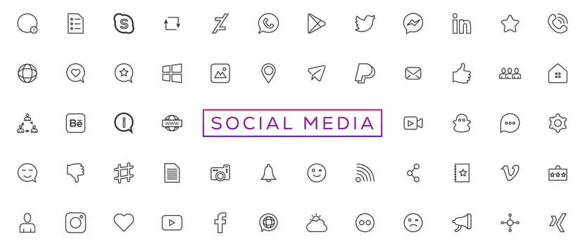 Social media logotype set. Facebook instagram twitter youtube snapchat whatsap pinterest linkedin vimeo tiktok periscope behance reddit logo set. Social network icons vector
