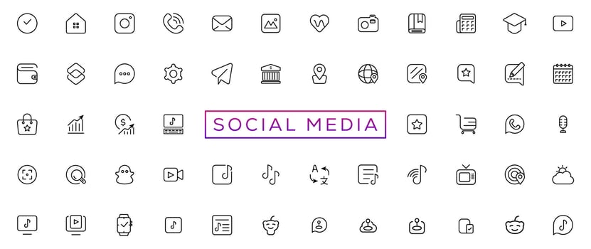Social media logotype set. Facebook instagram twitter youtube snapchat whatsap pinterest linkedin vimeo tiktok periscope behance reddit logo set. Social network icons vector