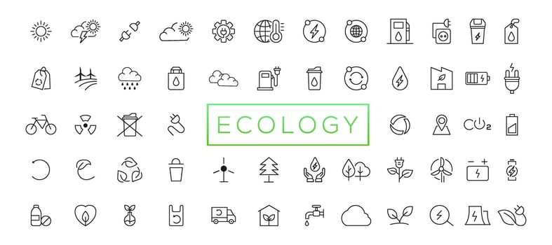 Ecology line icon collection. Ecology and nature green symbol. Nature icon. Outline nature green icons set. Eco green icons vector