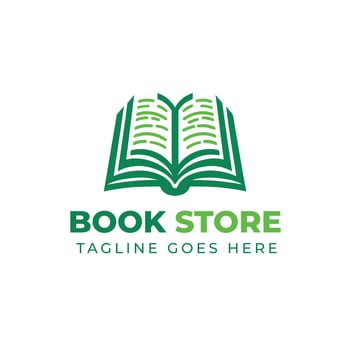 Open book page flat education logo vector