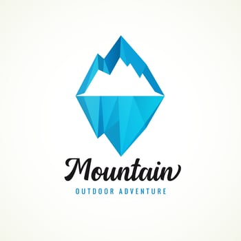 Creative rocky peak for camp or travel logo design. Hiking tour icon vector