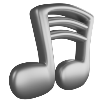 Two thirty second notes side view metallic silver clipart flat design icon isolated on transparent background, 3D render entertainment and music concept png