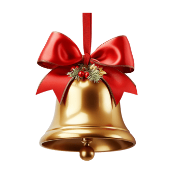AI generated Christmas bell decoration png isolated on transparent background