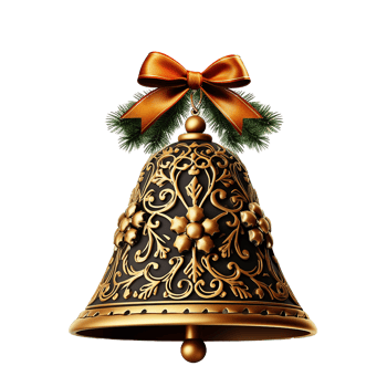 AI generated Christmas bell decoration png isolated on transparent background