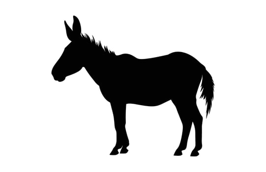 Donkey black Silhouette Vector isolated on a white background