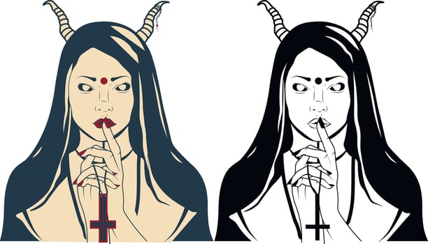 Drawing of a nun girl vector