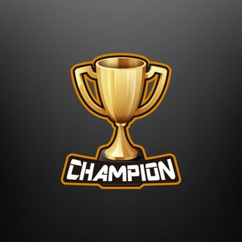 Champion Trophy Mascot Gaming, Vector Illustration