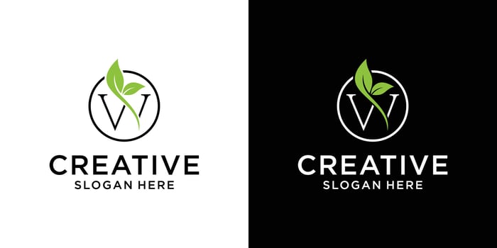 Letter W nature leaf logo design vector