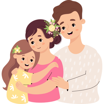 Happy family  father, mother and daughter png