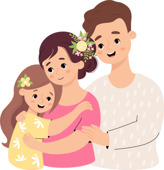Happy  man father, mother and daughter png