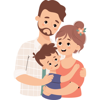 Happy family  father tenderly hugs  wife and son png