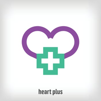 Creative heart with plus sign design. Uniquely designed color transitions. Health and medical together logo template. vector. vector