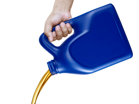 Engine oil pouring from a canister in hand, transparent background png