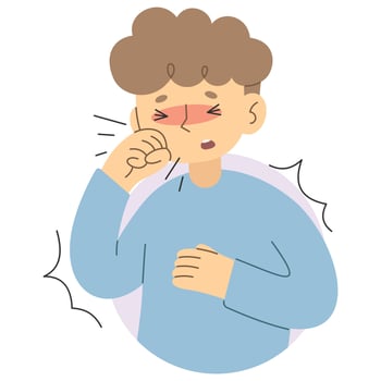 Cough 4 cute on a white background, vector illustration.