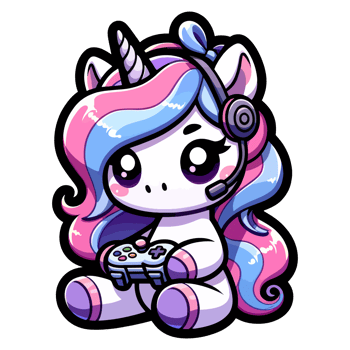 AI generated cute unicorn and joystick game character illustration png