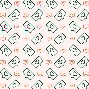 Heart notification adorable trendy multicolor repeating pattern vector illustration background